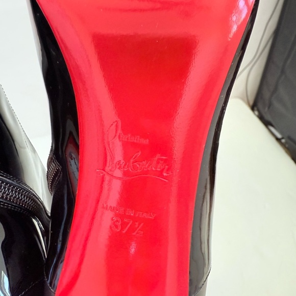 Christian Louboutin Black Leather CL IN 90s BOTTA 80 Knee High heel boots EU37.5 - Picture 12 of 13